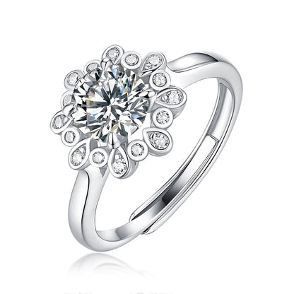 silver moissanite ring