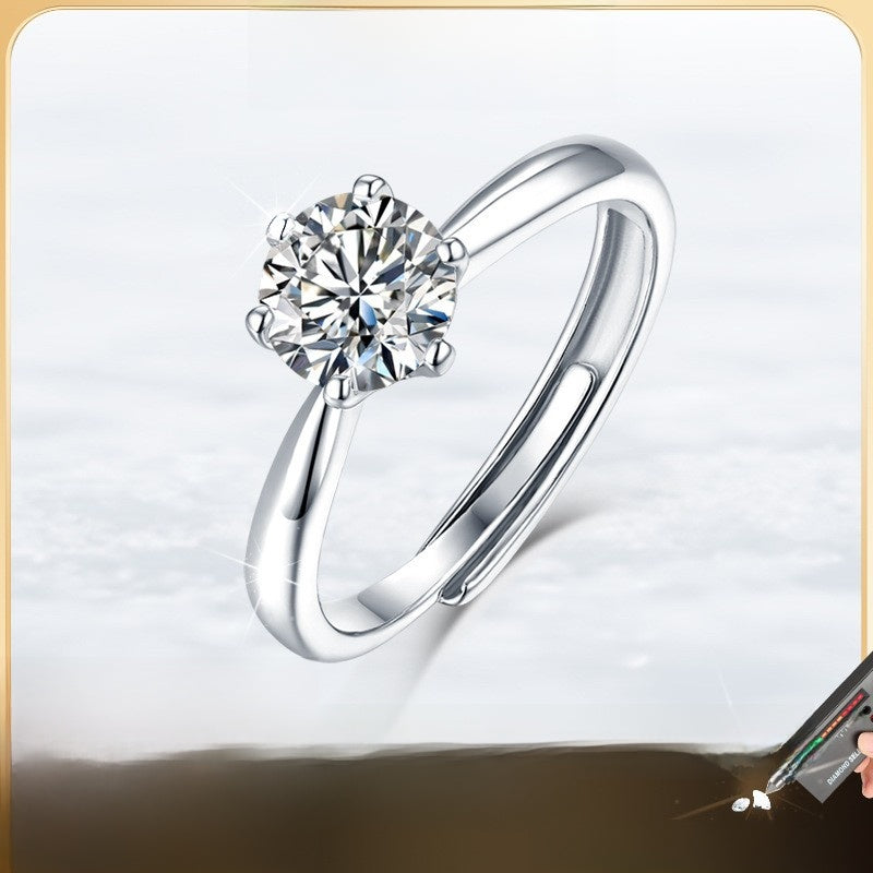 silver moissanite ring