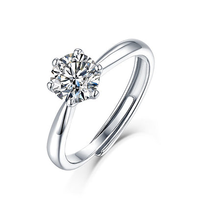 silver moissanite ring