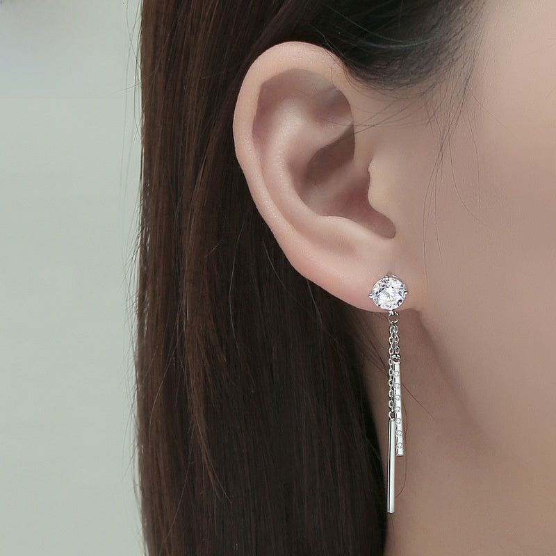 Silver Moissanite Tassel Earrings