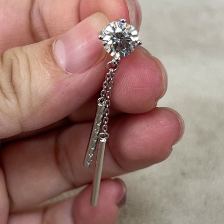 Silver Moissanite Tassel Earrings