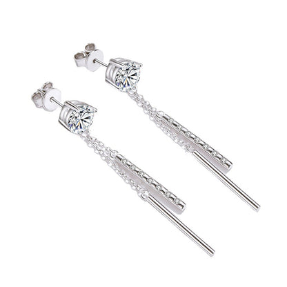 Silver Moissanite Tassel Earrings