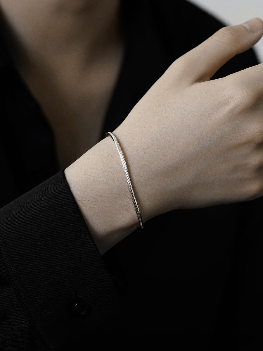 Silver octagonal snake bone bracelet