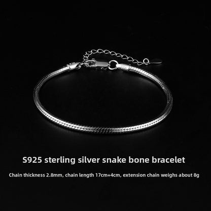 Silver octagonal snake bone bracelet