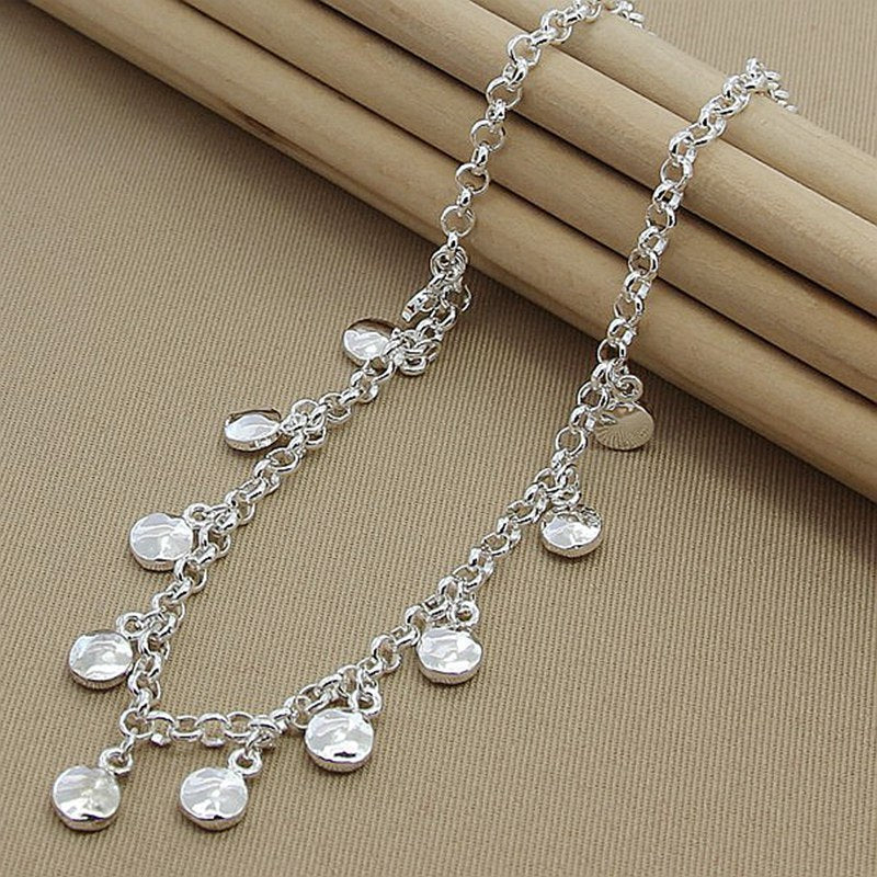 Silver-plated bead pendant necklace
