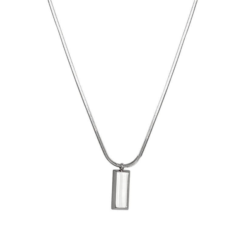 Silver Small Brick Simple Men's Necklace