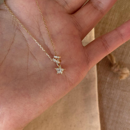 Silver Sparkling Diamond Meteor Necklace