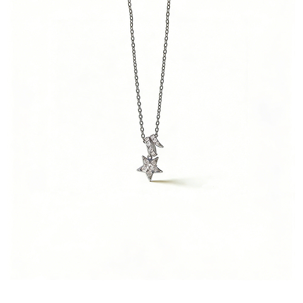 Silver Sparkling Diamond Meteor Necklace