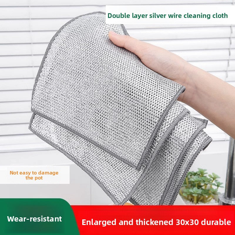 Silver wire dishwashing cloth