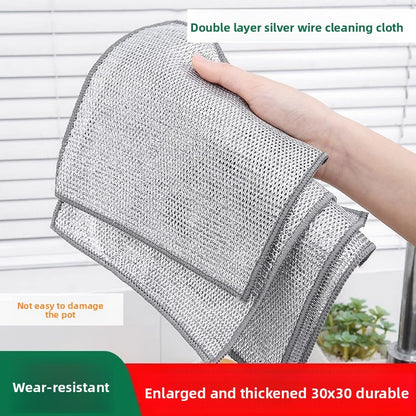 Silver wire dishwashing cloth