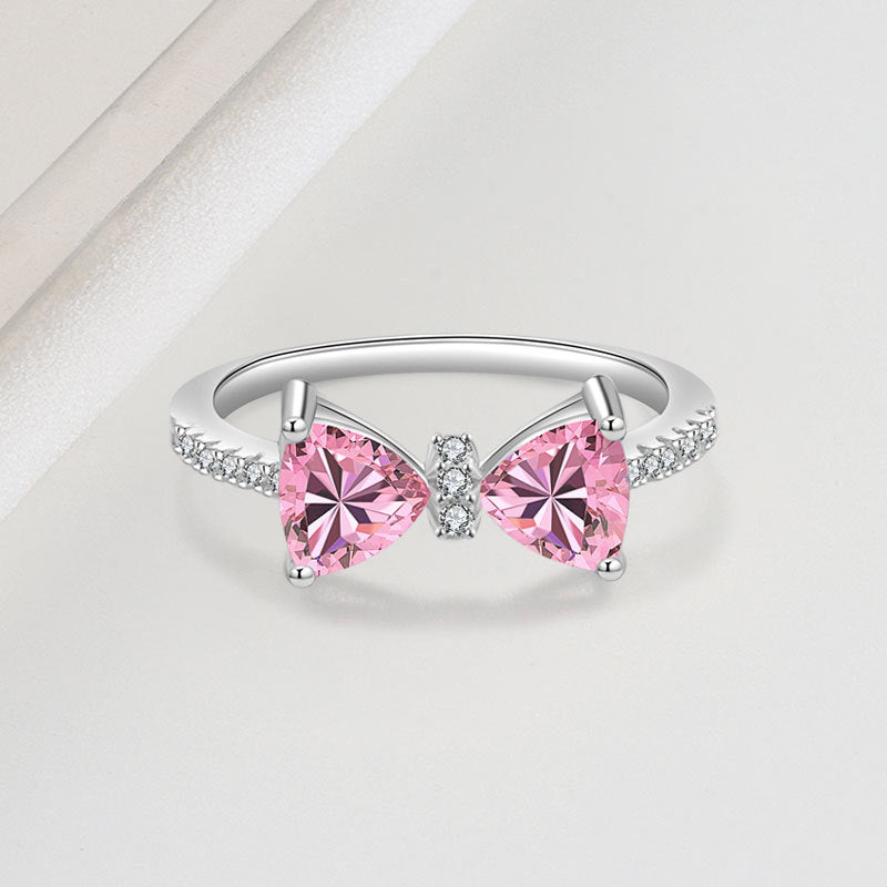 Silver Zircon Bow Ring