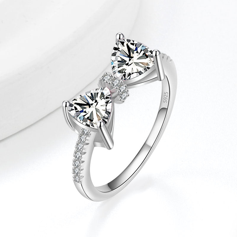 Silver Zircon Bow Ring