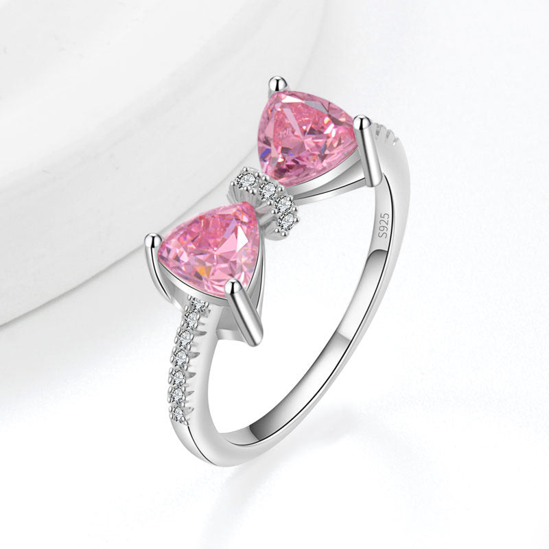 Silver Zircon Bow Ring