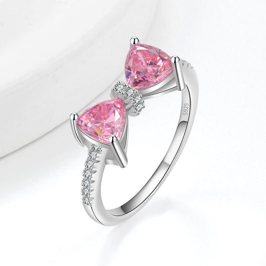 Silver Zircon Bow Ring
