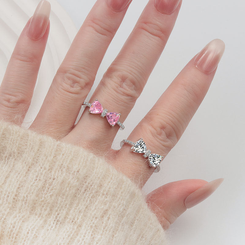 Silver Zircon Bow Ring