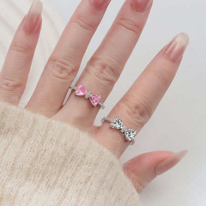 Silver Zircon Bow Ring