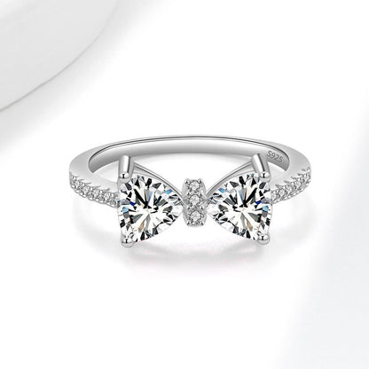 Silver Zircon Bow Ring