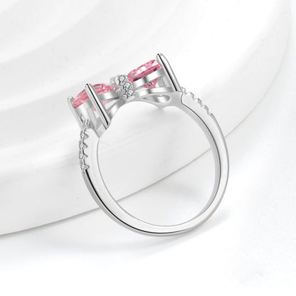 Silver Zircon Bow Ring