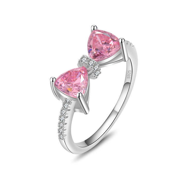 Silver Zircon Bow Ring