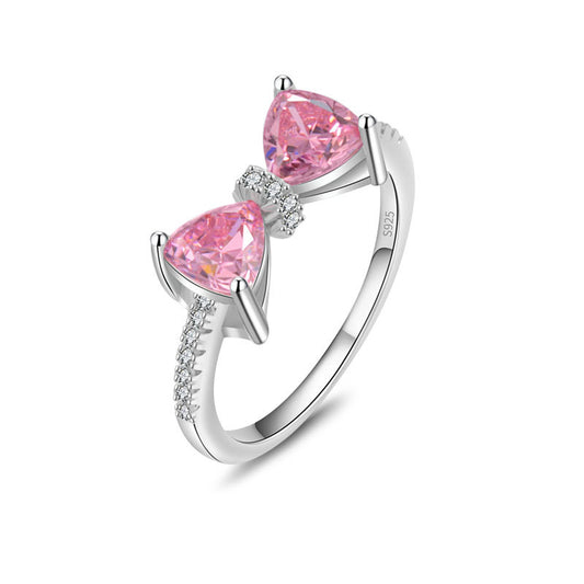 Silver Zircon Bow Ring