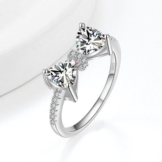 Silver Zircon Bow Ring