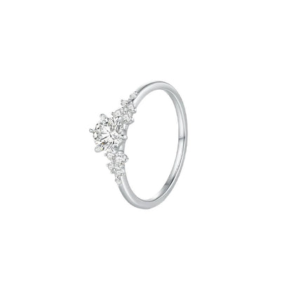 Silver Zircon Geometric Ring