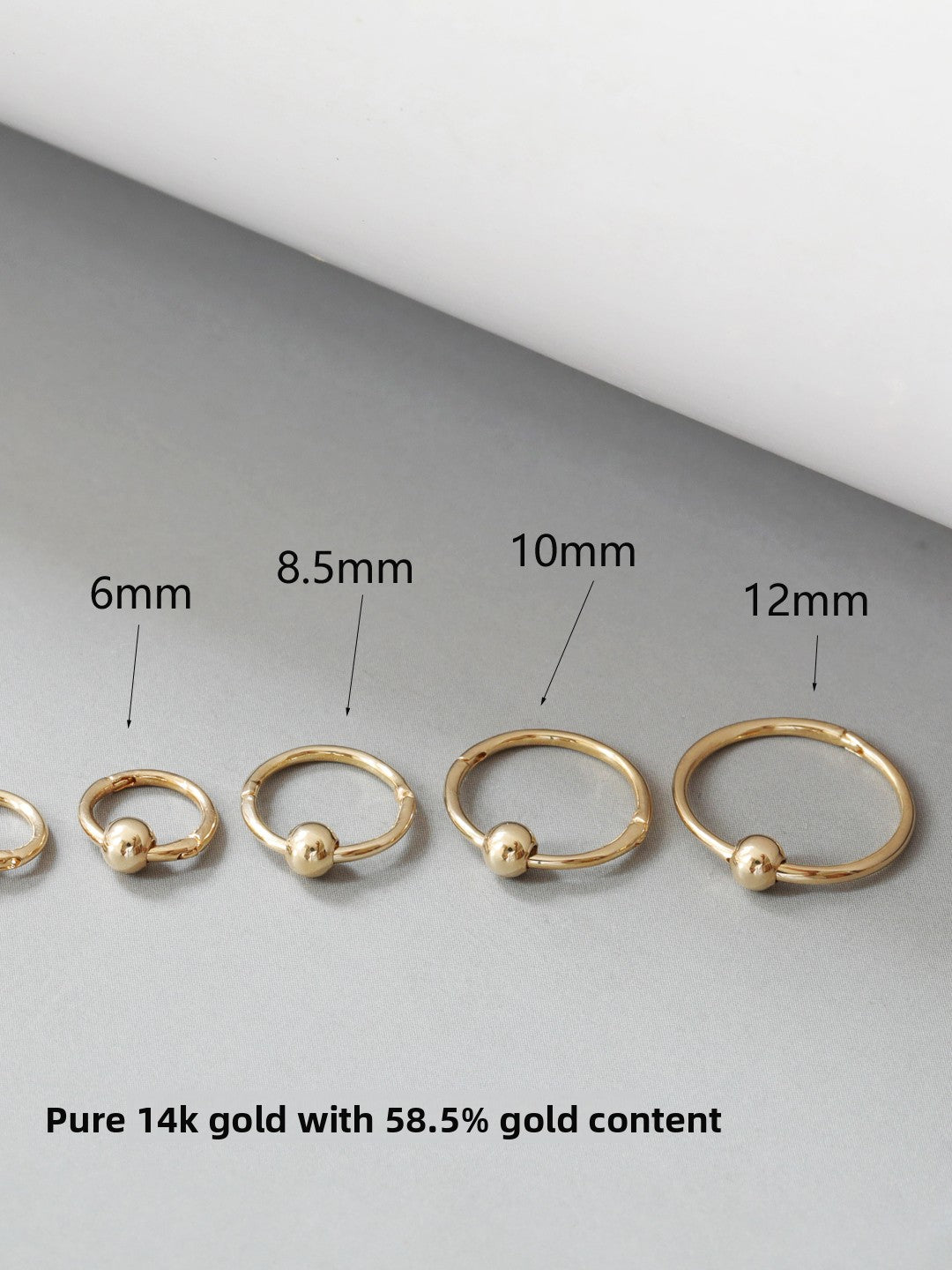 Simple 14K Gold Hoop Earrings with Ball Detail