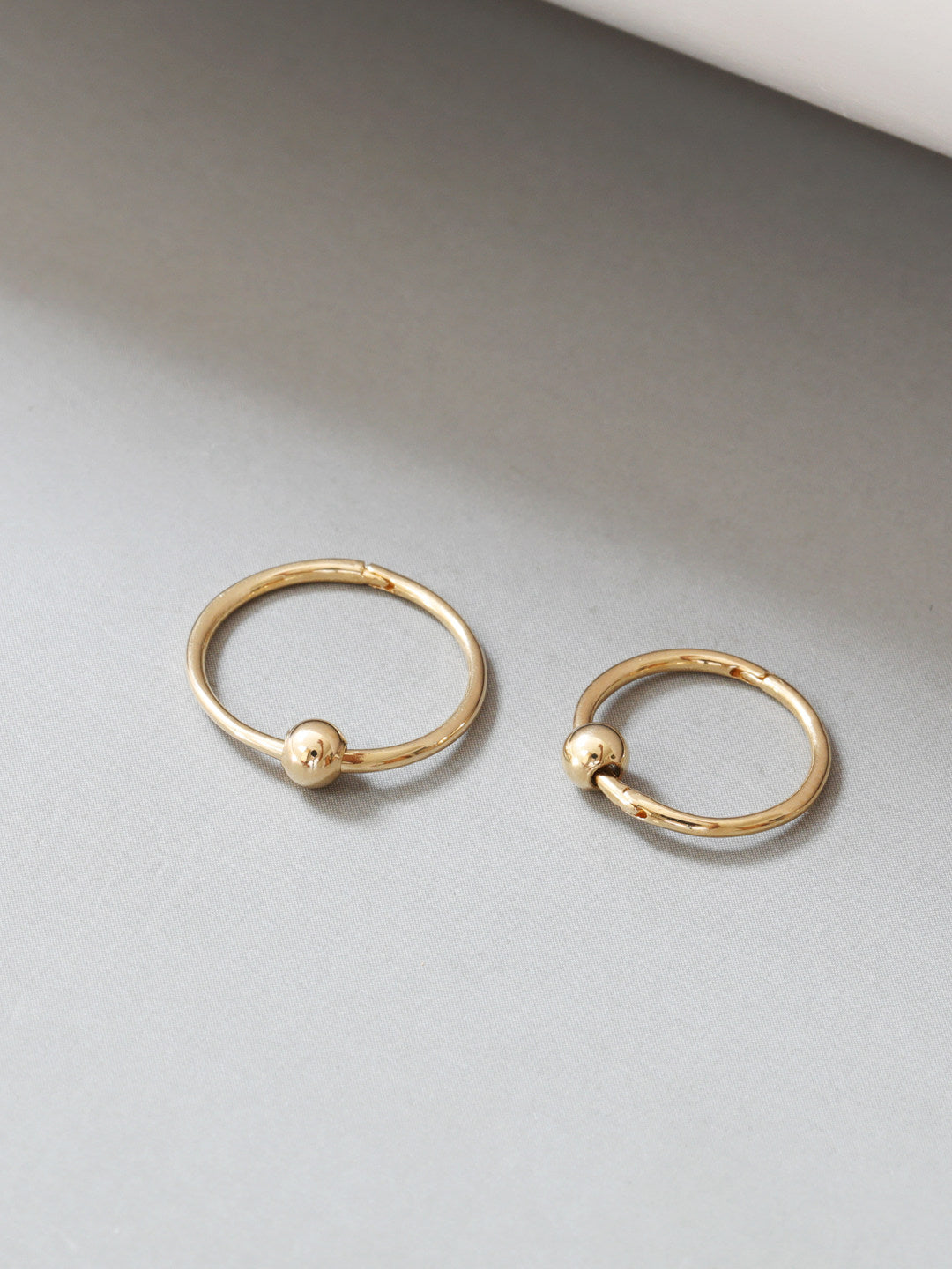Simple 14K Gold Hoop Earrings with Ball Detail