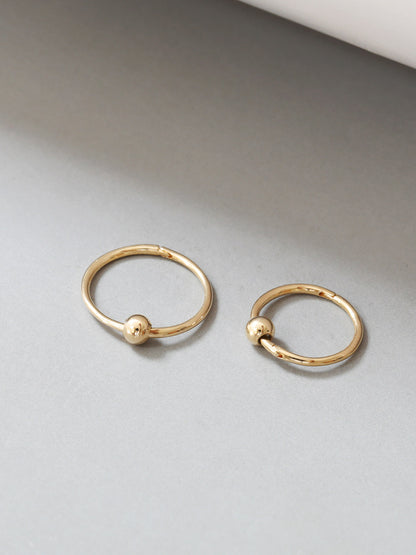 Simple 14K Gold Hoop Earrings with Ball Detail