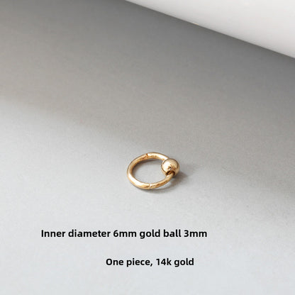 Simple 14K Gold Hoop Earrings with Ball Detail