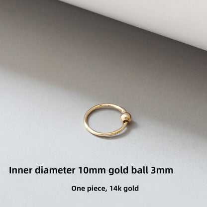Simple 14K Gold Hoop Earrings with Ball Detail