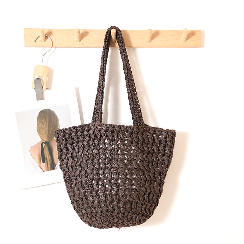 Simple and Stylish Large-Capacity Single-Shoulder Straw Bag