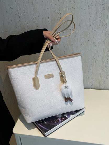 Simple Casual Large PU Tote Bag for Women