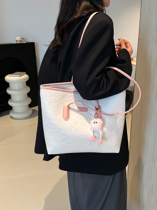 Simple Casual Large PU Tote Bag for Women