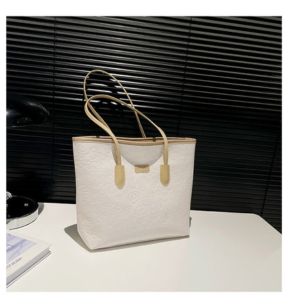 Simple Casual Large PU Tote Bag for Women