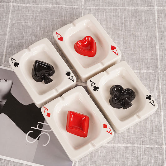 Simple ceramic poker ashtray