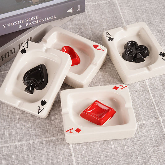 Simple ceramic poker ashtray