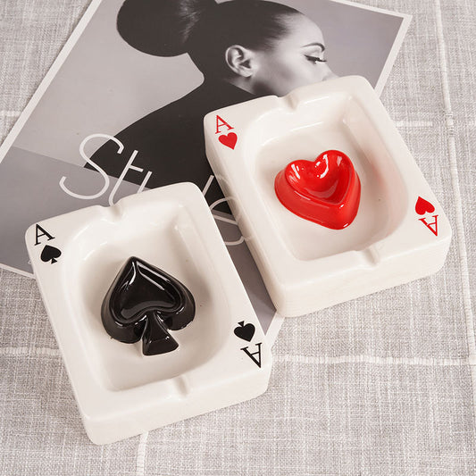 Simple ceramic poker ashtray