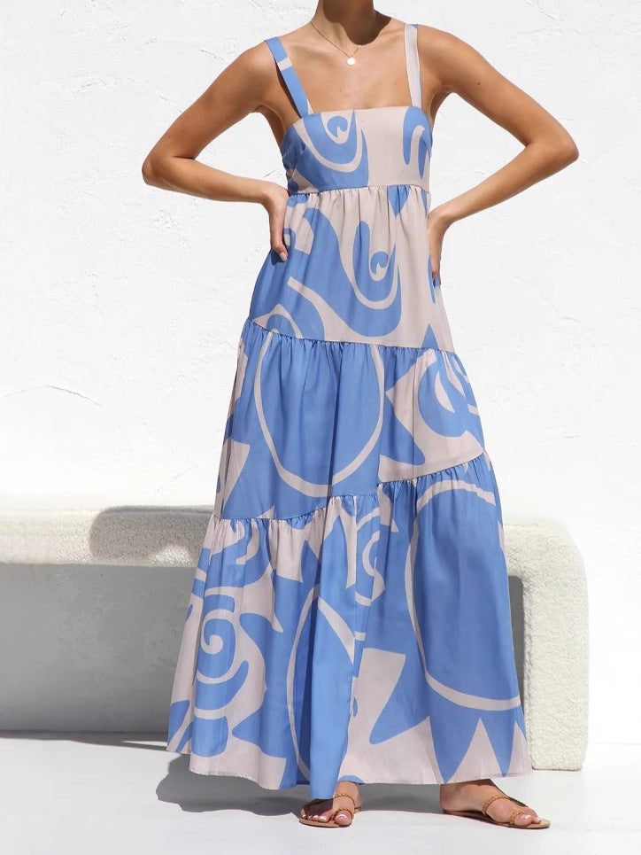 Simple graffiti print halter dress