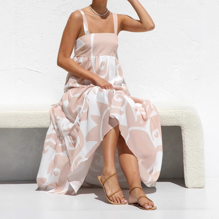 Simple graffiti print halter dress