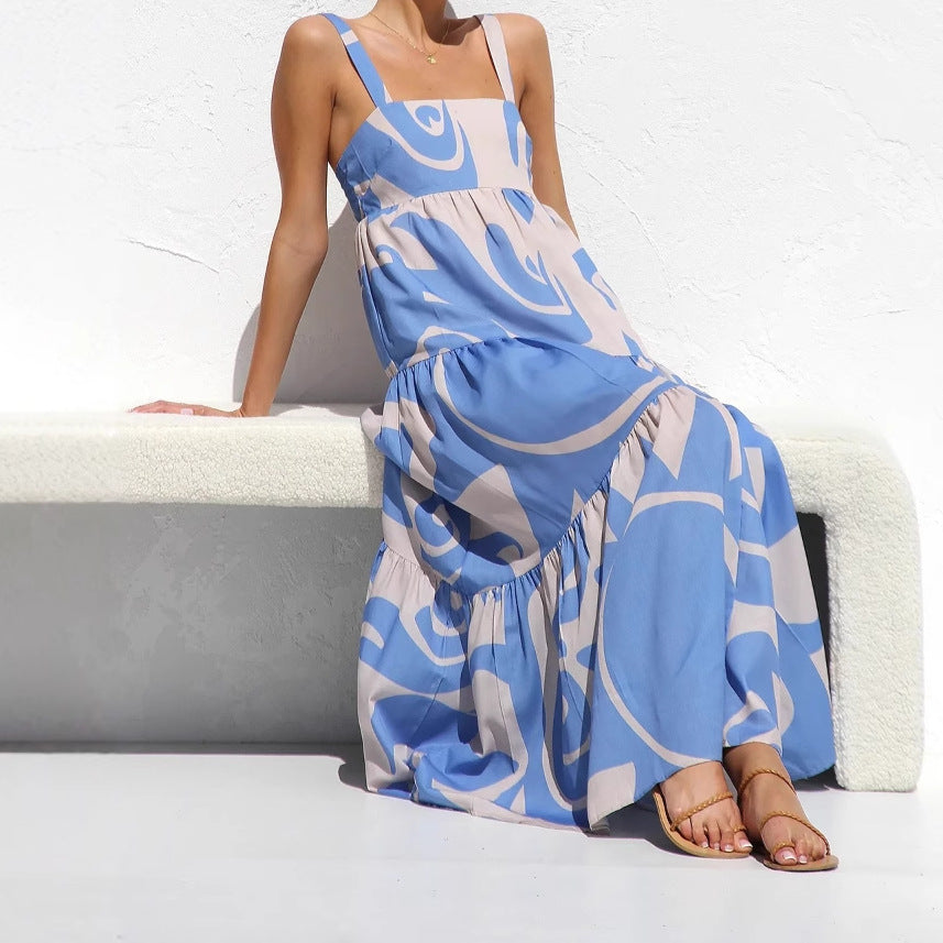 Simple graffiti print halter dress