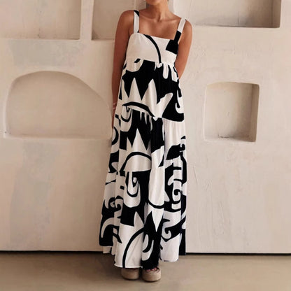 Simple graffiti print halter dress