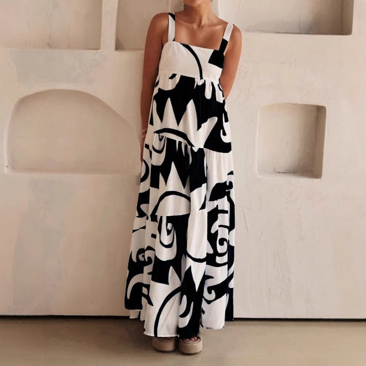 Simple graffiti print halter dress
