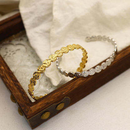 Simple Hammered Pattern Stainless Steel Open Bracelet