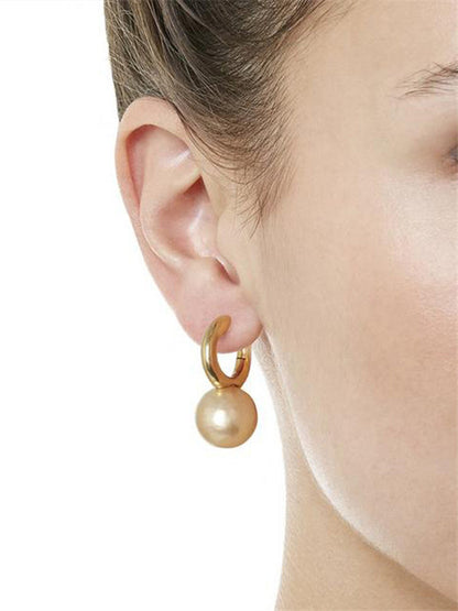 Simple large pearl earrings