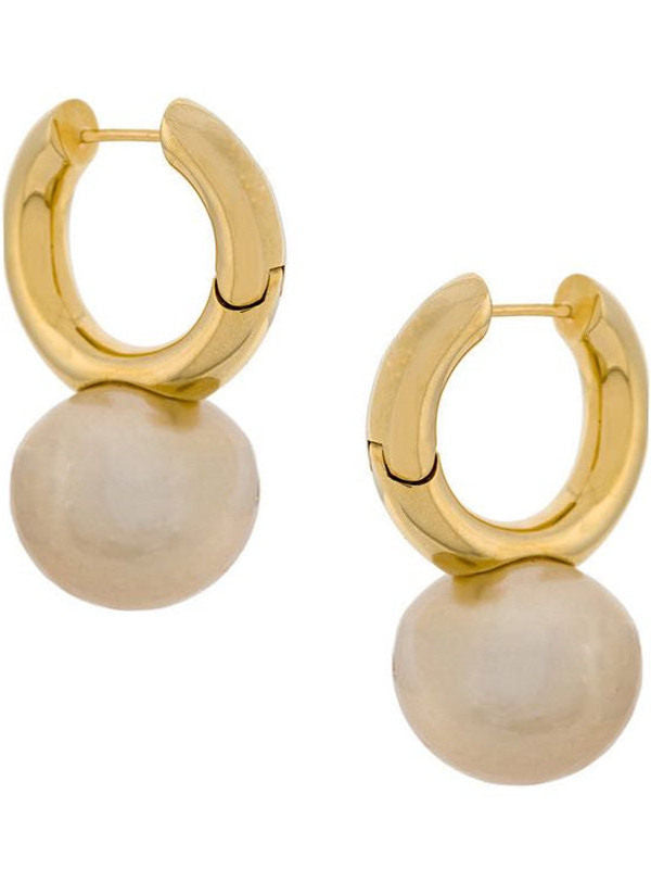 Simple large pearl earrings