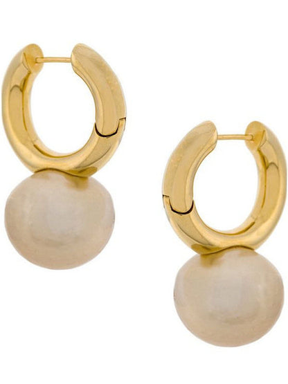 Simple large pearl earrings