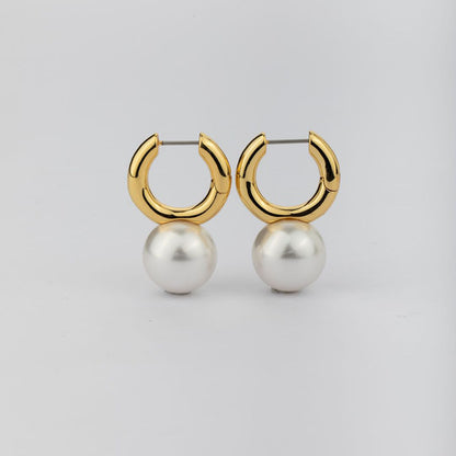 Simple large pearl earrings