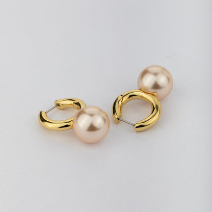 Simple large pearl earrings