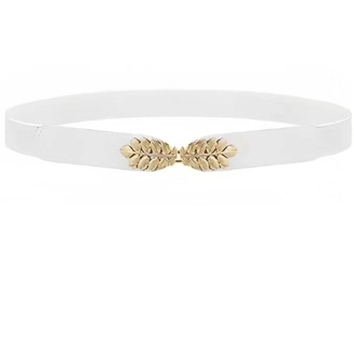 Simple Leaf Buckle Belt Elastic Waistband
